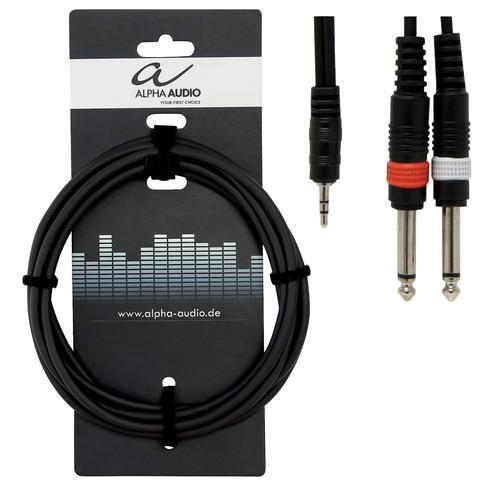 ALPHA AUDIO - Y kabel 3m - 1X 3,5(M)stereo - 2XJACK 6,3(M)mono