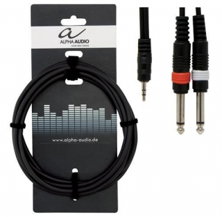 ALPHA AUDIO -  Y kabel 6m - 1X 3,5(M)stereo - 2XJACK 6,3(M)mono
